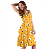 Lion Pattern Print Design 03 Sleeveless Midi Dress
