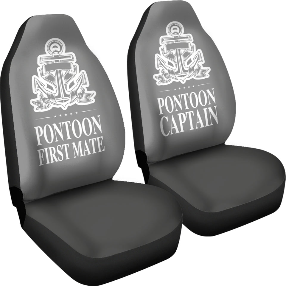 Car Seat Covers - Pontoon Captain And First Mate Smoke Grey