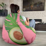 Avocado Slices Leaves Pink Back Ground Bean Bag Cover