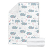 Cute Rhino Heart Pattern Premium Blanket