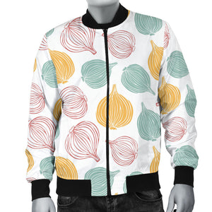 Colorful Onions White Background Men'S Bomber Jacket
