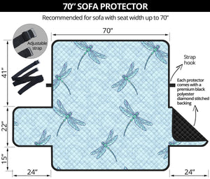 Dragonfly pattern blue background Sofa Cover Protector