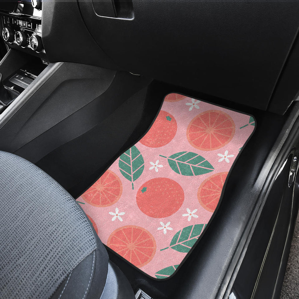 Grapefruit Leaves Flower Pink Background Front And Back Car Mats