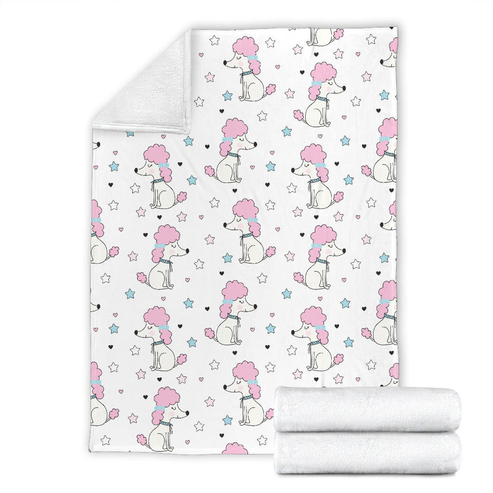 Cute Poodle Dog Star Pattern Premium Blanket