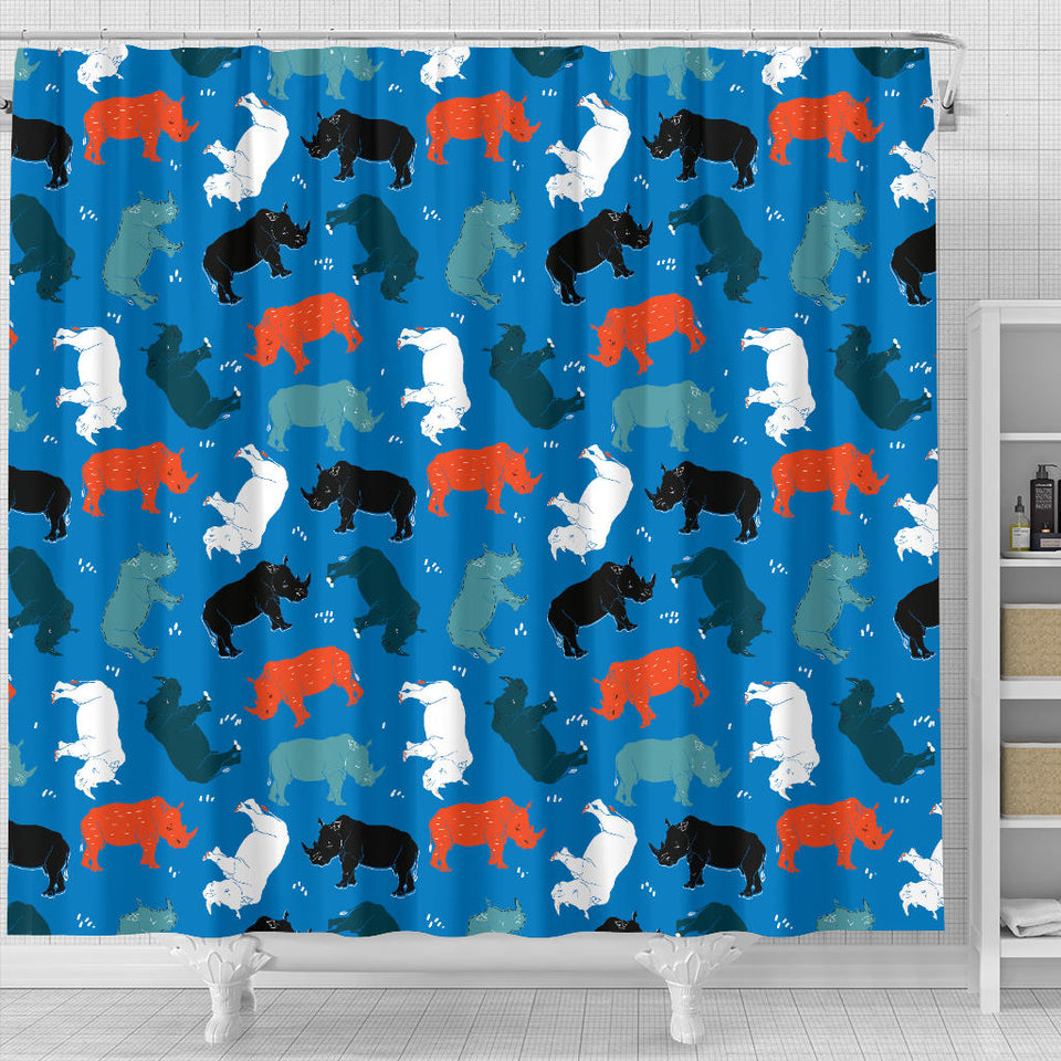 Colorful Rhino Pattern Shower Curtain Fulfilled In US