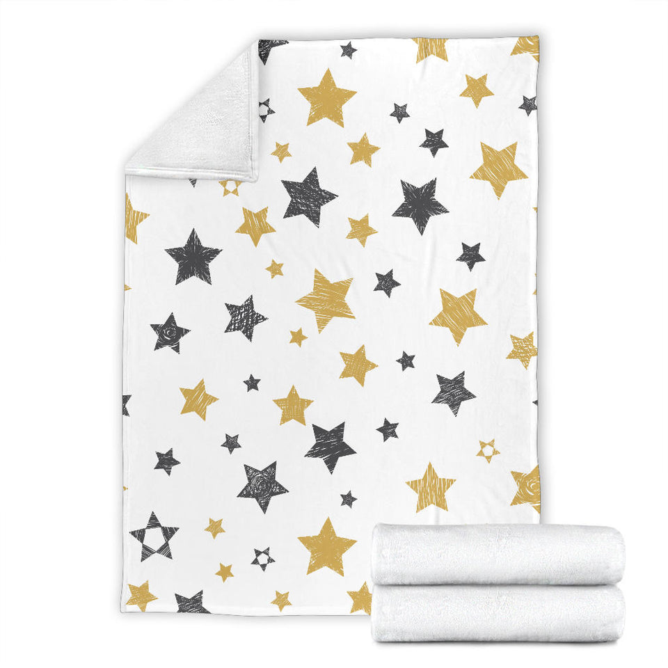 Hand Drawn Gold Black Star Pattern Premium Blanket