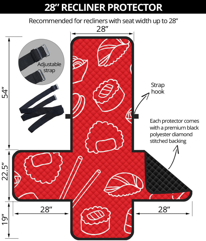 sushi pattern red background Recliner Cover Protector
