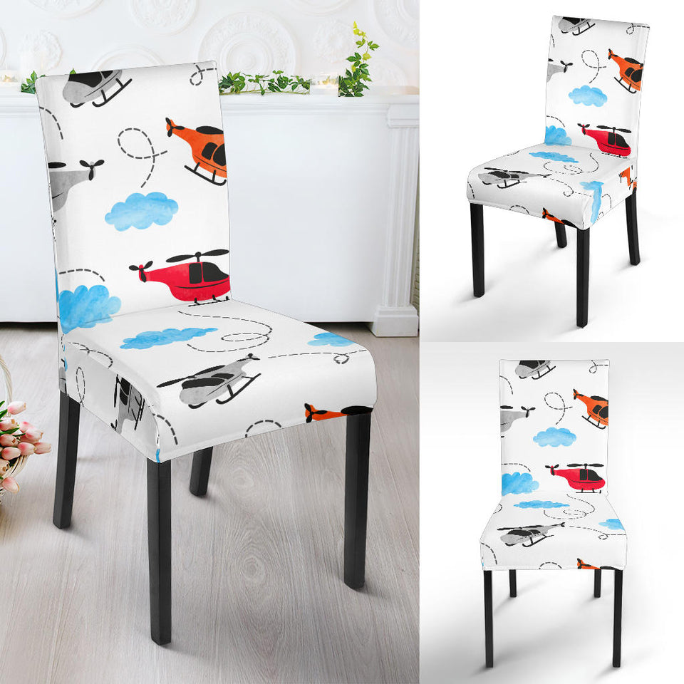 Watercolor Helicopter Cloud Pattern Dining Chair Slipcover