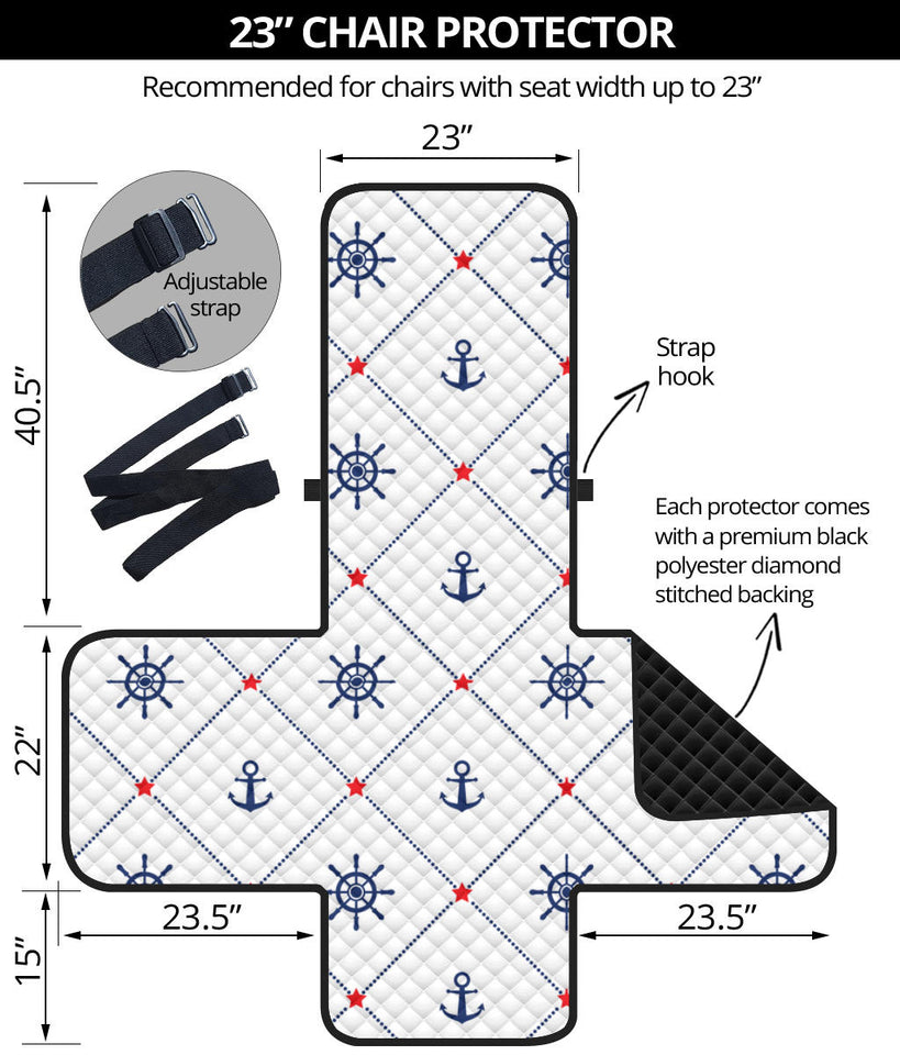 Anchor rudder nautical design pattern Chair Cover Protector