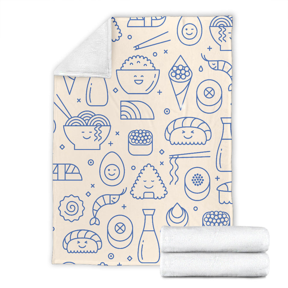 Cute Sushi Icon Pattern Premium Blanket
