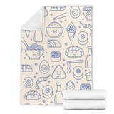 Cute Sushi Icon Pattern Premium Blanket