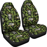Cute Sloths Tropical Palm Leaves Black Background  Universal Fit Car Seat Covers