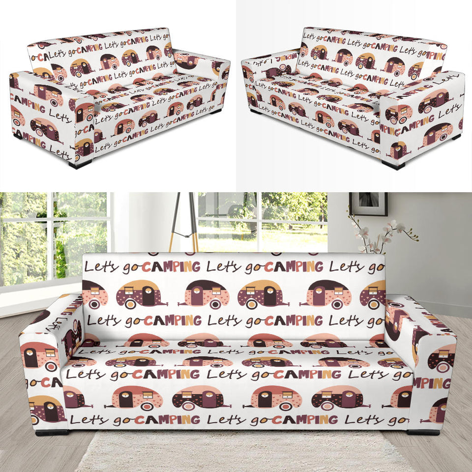Camper Van Pattern Print Design 01 Sofa Slipcover