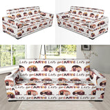 Camper Van Pattern Print Design 01 Sofa Slipcover
