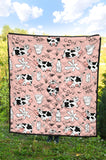 Cows Milk Product Pink Background Premium Quilt
