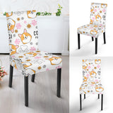 Corgi Dog Pattern Dining Chair Slipcover