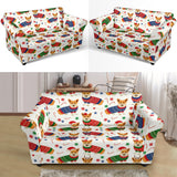 Corgi Christmas Pattern Loveseat Couch Slipcover