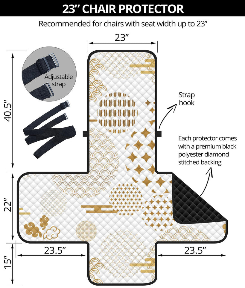 Beautiful gold japanese pattern Chair Cover Protector