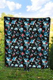 Skull Flower Roses Leave Pattern Premium Quilt