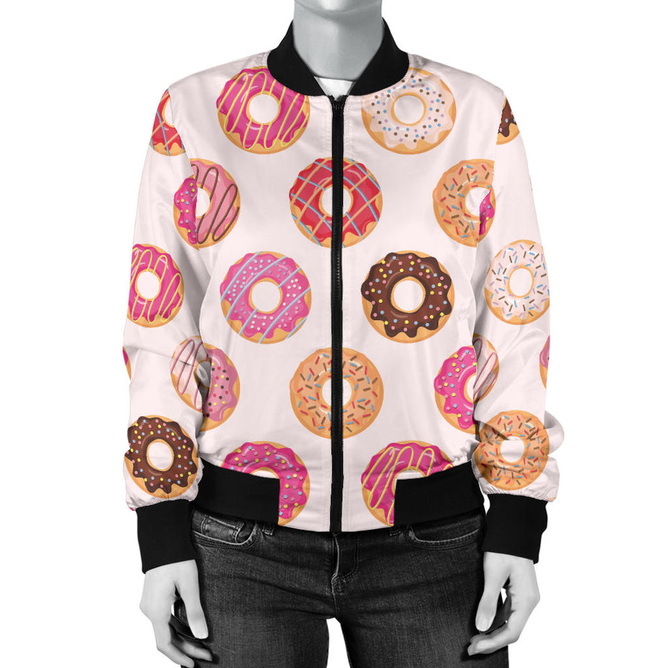 Colorful Donut Pattern Women'S Bomber Jacket