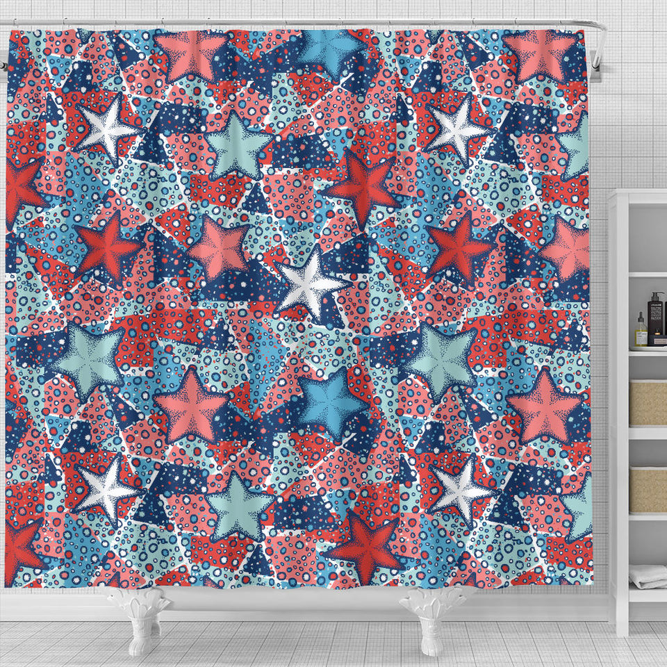 Hand Drawn Colorful Starfish Shower Curtain Fulfilled In US