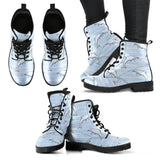 Dolphin Blue Striped Background Leather Boots