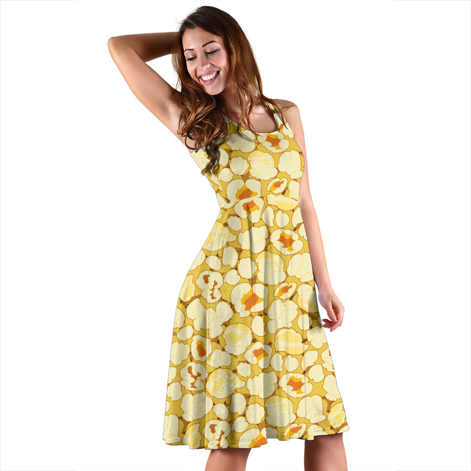 Popcorn Pattern Print Design 04 Sleeveless Midi Dress