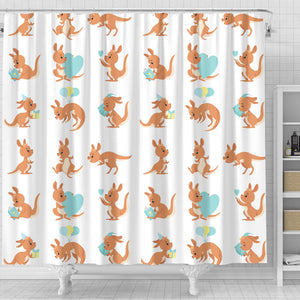 Cute Kangaroo Pattern Shower Curtain Fulfilled In US