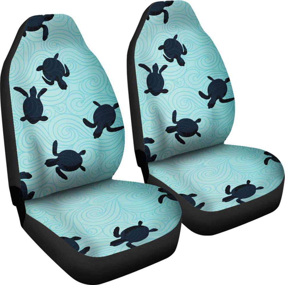 Sea Turtle With Blue Ocean Backgroud  Universal Fit Car Seat Covers