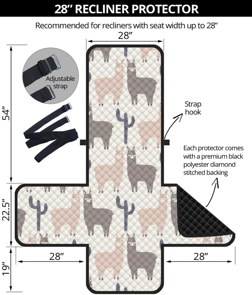 Llama Alpaca pattern Recliner Cover Protector