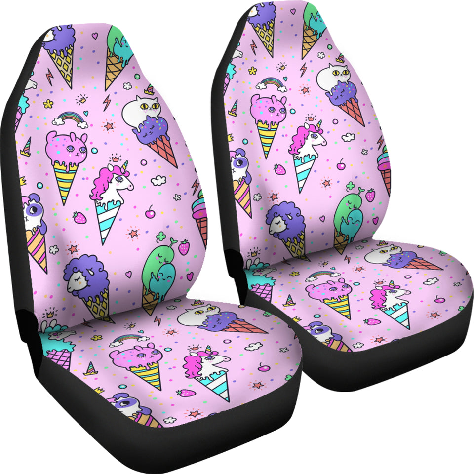 Cute Ice Cream Cone Animal Pattern Universal Fit Car Seat Covers