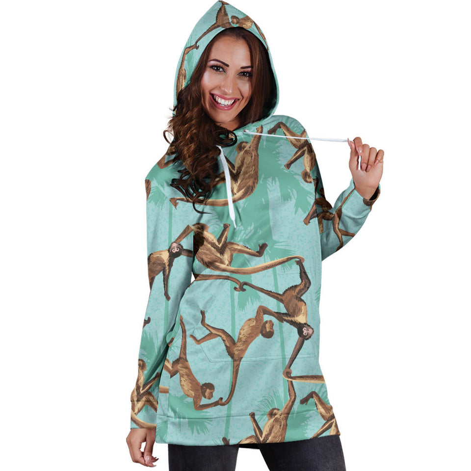 Monkey Palm Tree Background Women'S Hoodie Dress