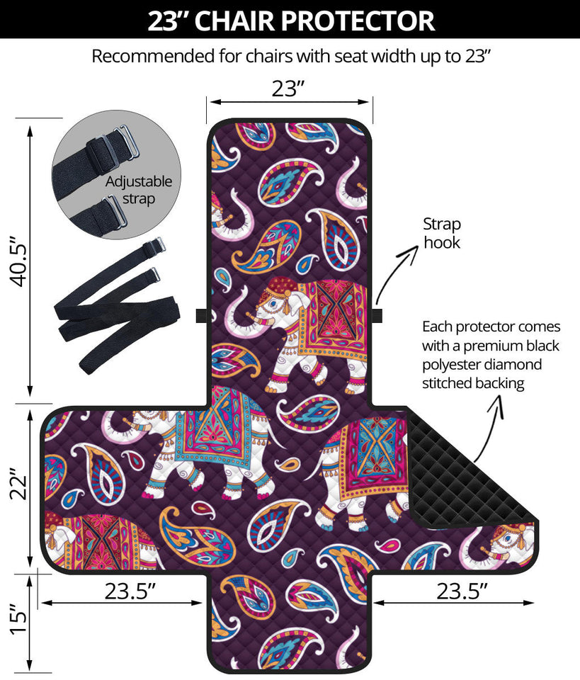 Elephant indian style ornament pattern Chair Cover Protector