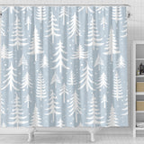 Christmas Tree Winter Forest Pattern Shower Curtain Fulfilled In US
