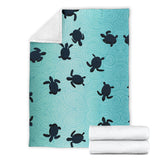 Sea Turtle With Blue Ocean Backgroud Premium Blanket