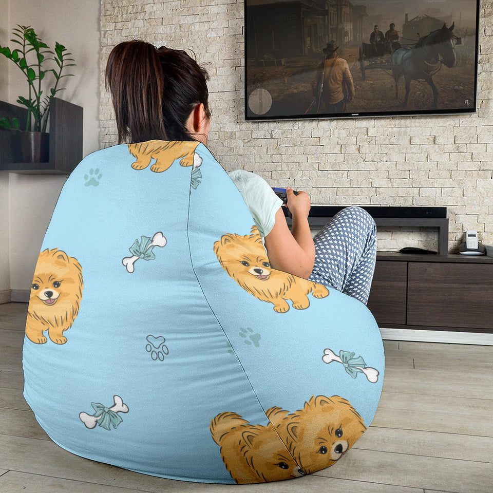 Brown Cute Pomeranian Blue Blackground Bean Bag Cover