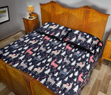 Deers Winter Christmas pattern Quilt Bed Set