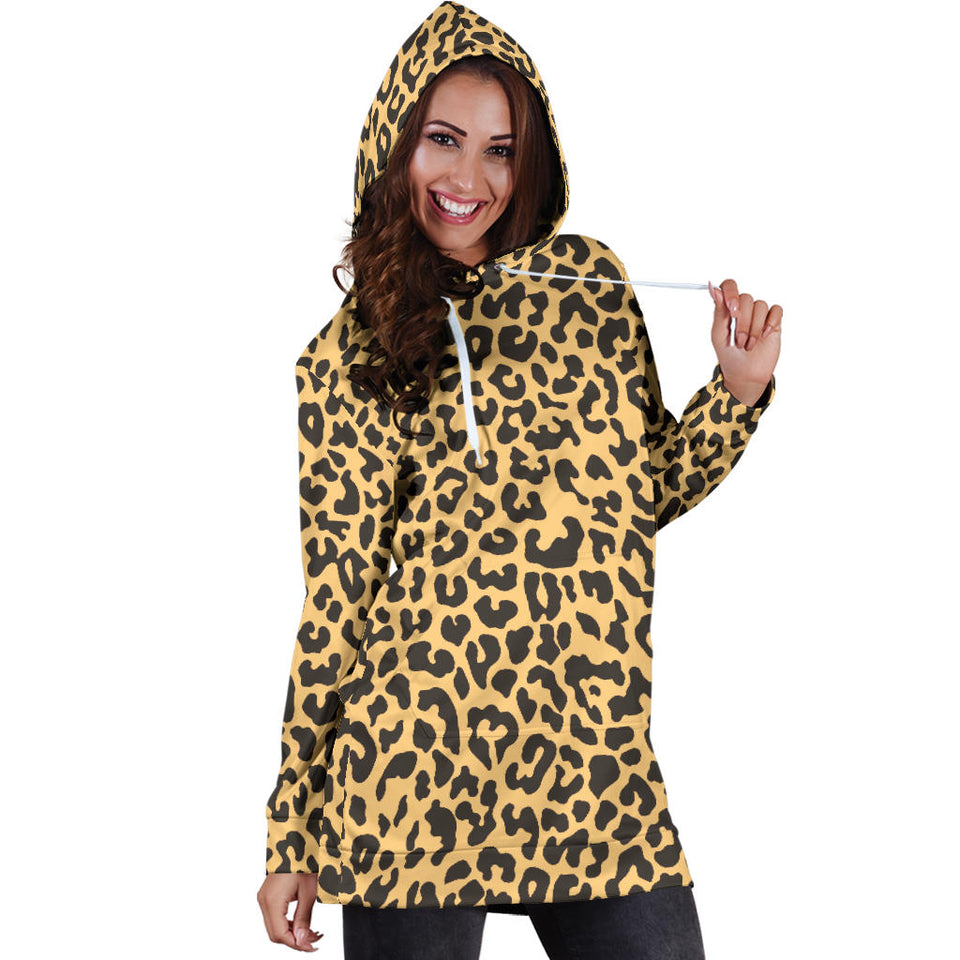 Leopard Skin Print Women'S Hoodie Dress