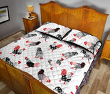 Cool rooster chicken cock floral ornament background Quilt Bed Set