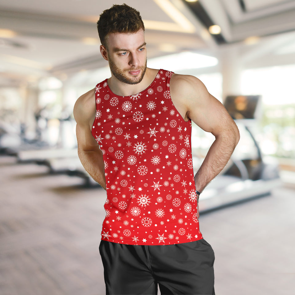 Snowflake pattern red background Men Tank Top
