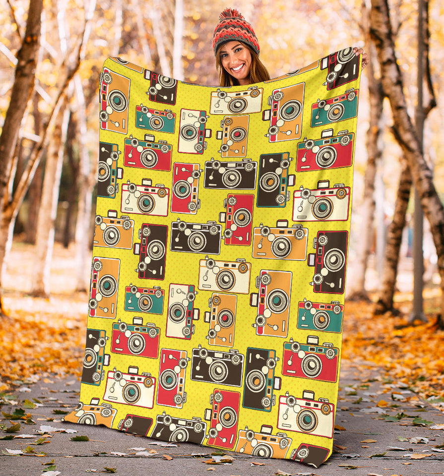 Camera Pattern Print Design 02 Premium Blanket