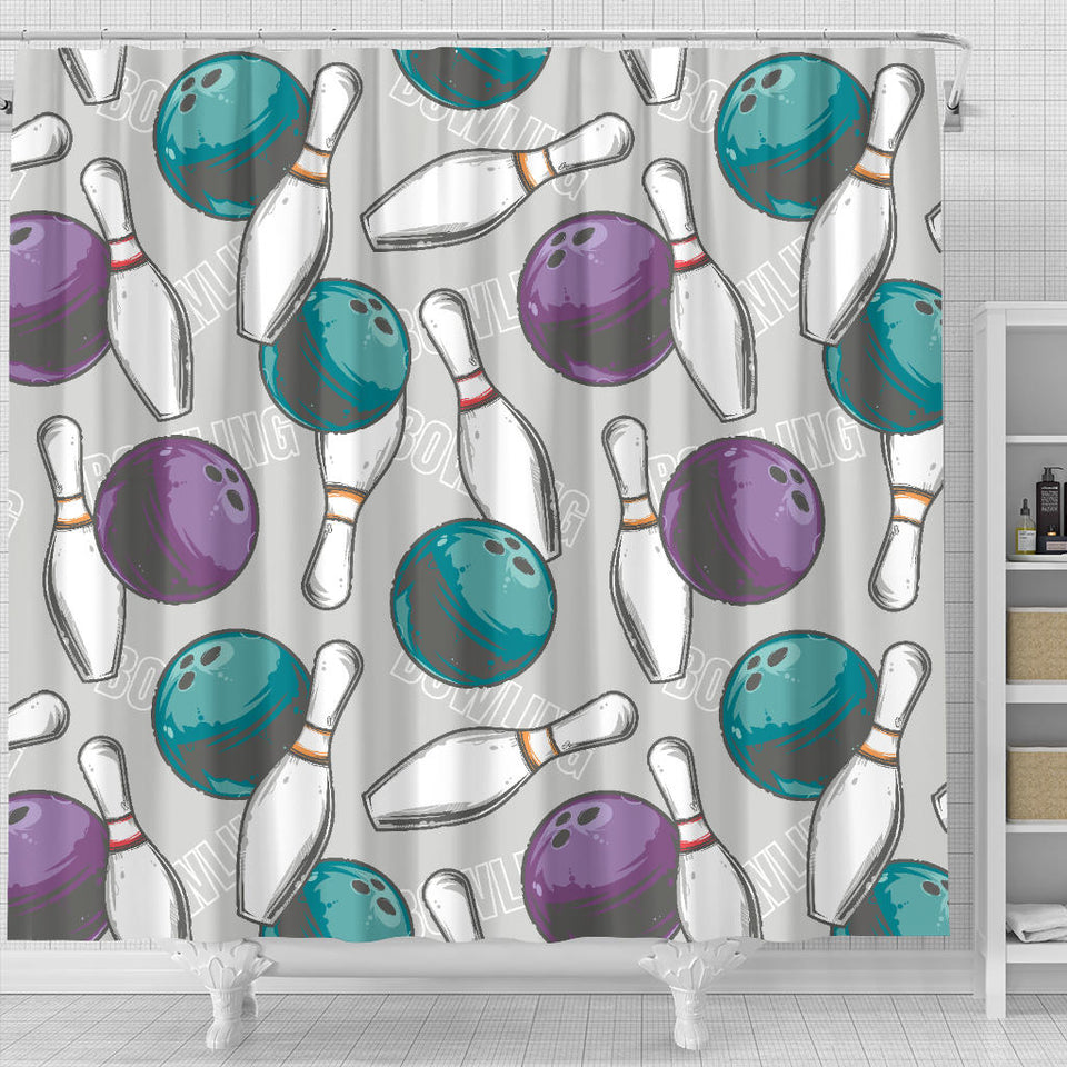 Bowling Ball And Pin Gray Background Shower Curtain Fulfilled In US
