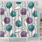 Bowling Ball And Pin Gray Background Shower Curtain Fulfilled In US
