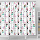 Cute Mermaid Dolphin Fish Starfish Pattern Shower Curtain Fulfilled In US