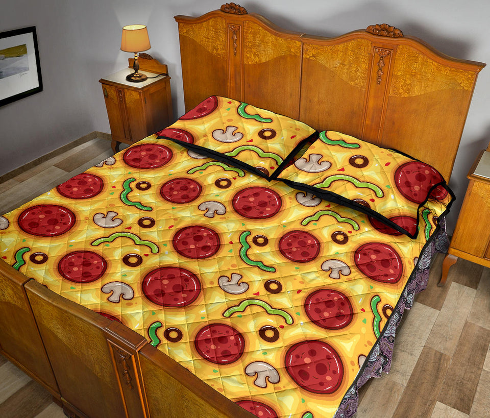 Pizza texture pattern Quilt Bed Set