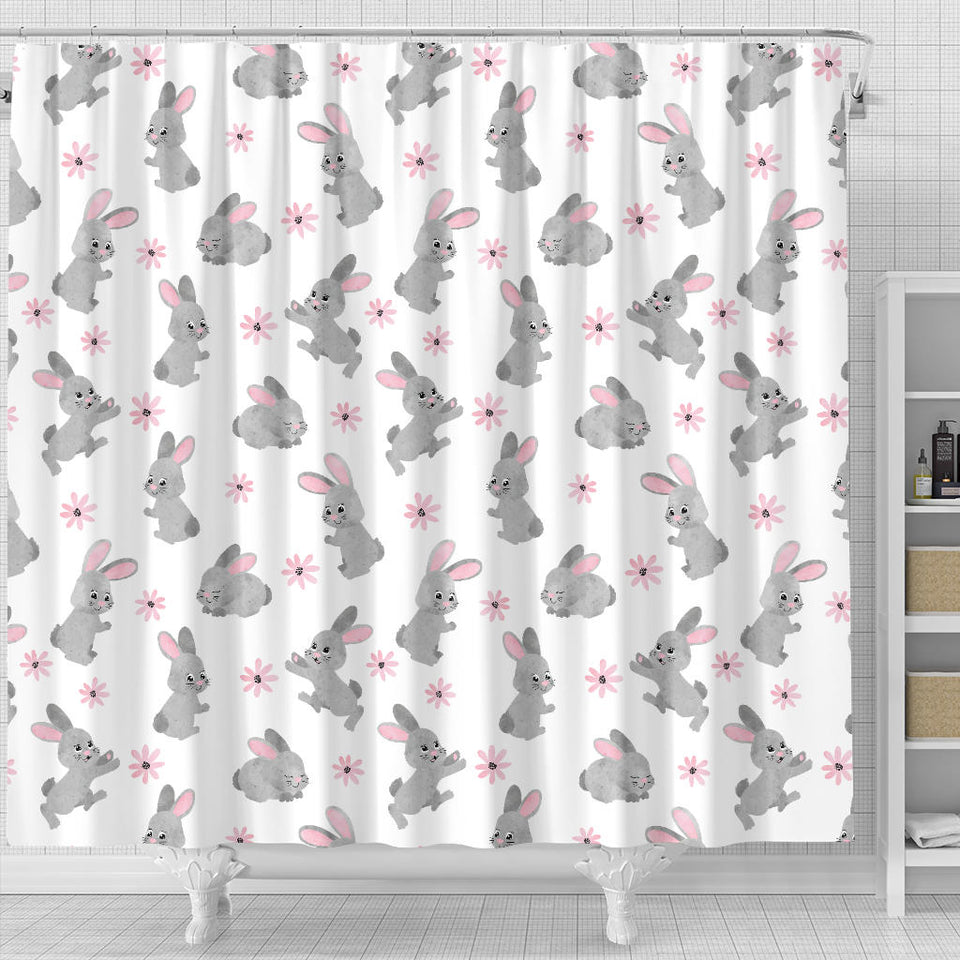 Watercolor Cute Rabbit Pattern Shower Curtain Fulfilled In US