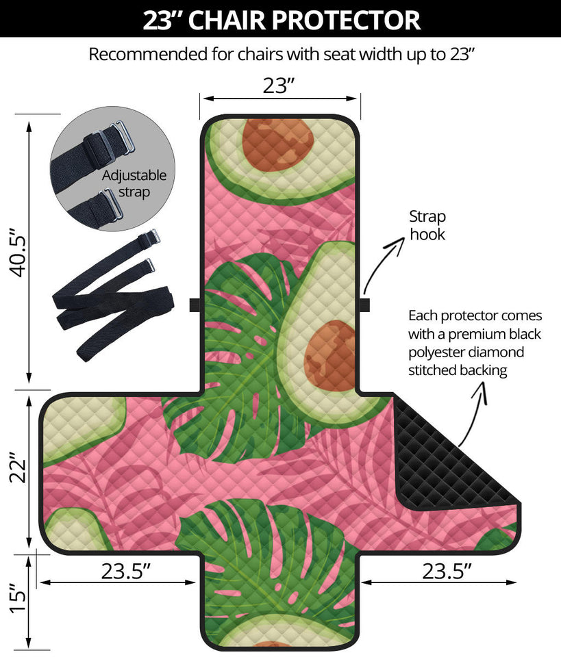 Avocado slices leaves pink back ground Chair Cover Protector