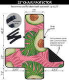 Avocado slices leaves pink back ground Chair Cover Protector