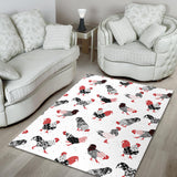 Cool Rooster Chicken Cock Floral Ornament Background Area Rug