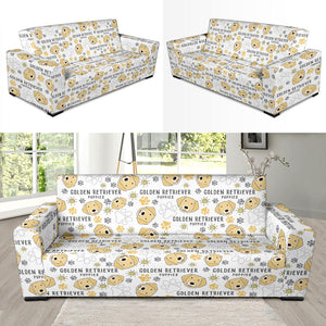 Golden Retriever Pattern Print Design 04 Sofa Slipcover